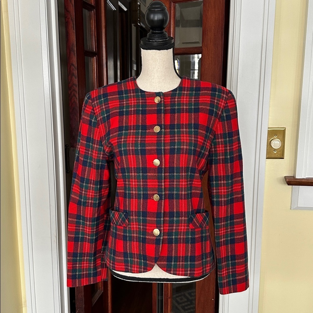 Vintage Classic Plaid Holiday Lady Jacket